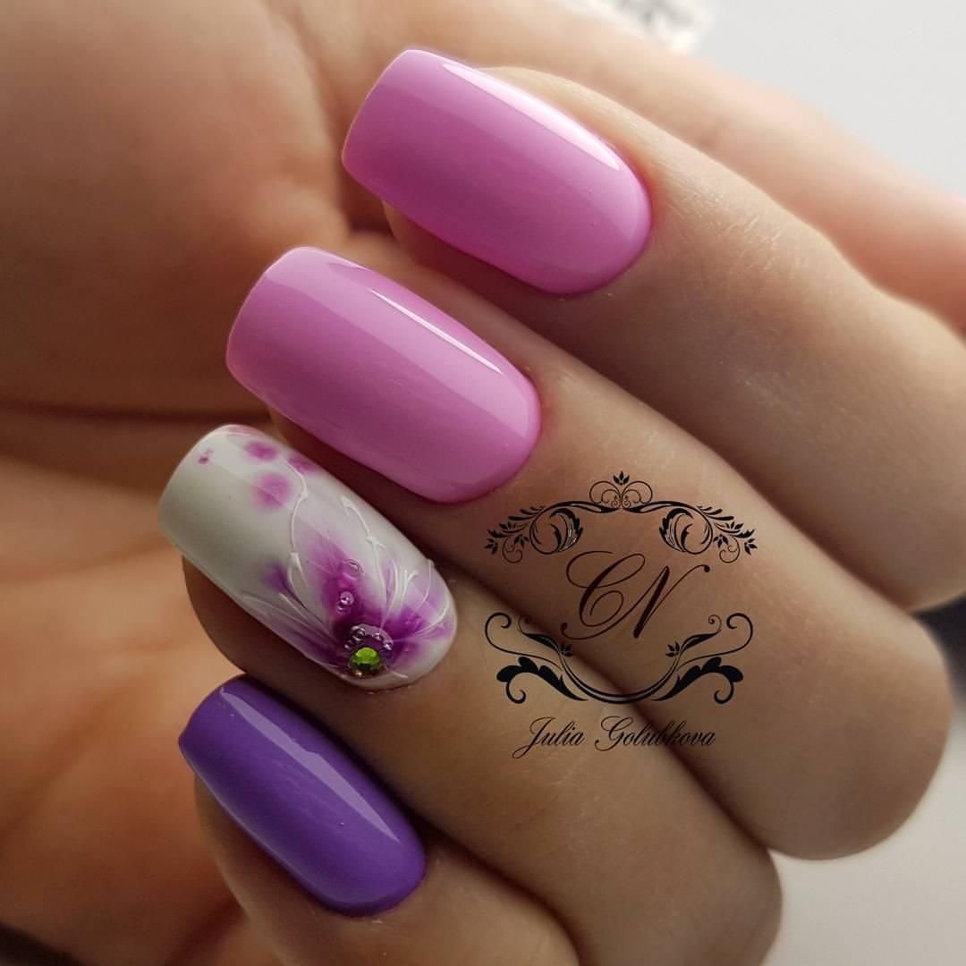 Ногти Дизайн Розово Сиреневый Фото