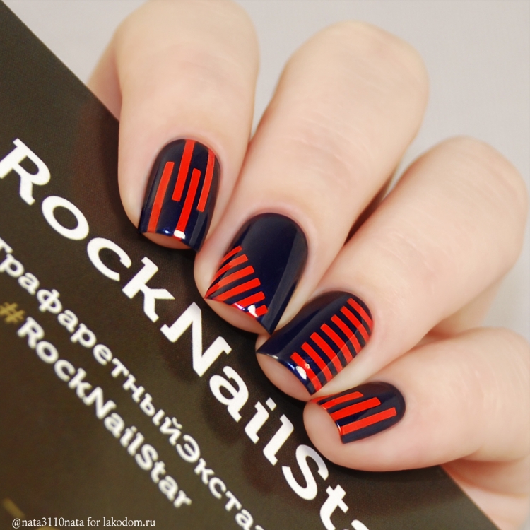 Маникюр с трафаретом Rocknailstar