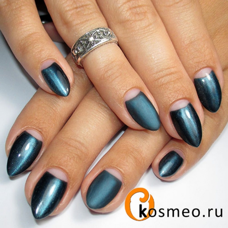 Маникюр кошачий глаз серый