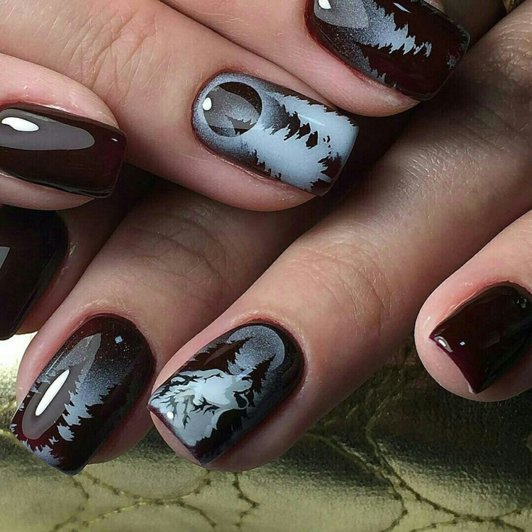Маникюр с волком