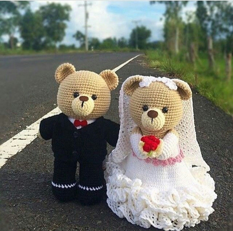 Свадебные мишки амигуруми