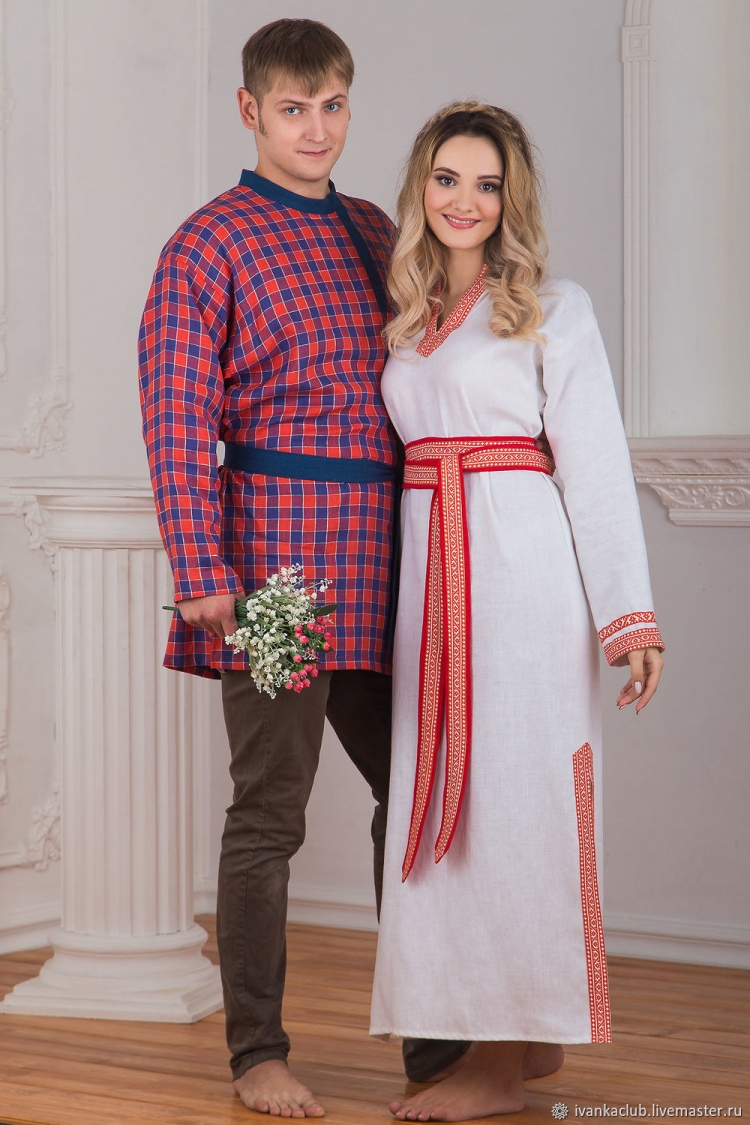 Белое славянское платье