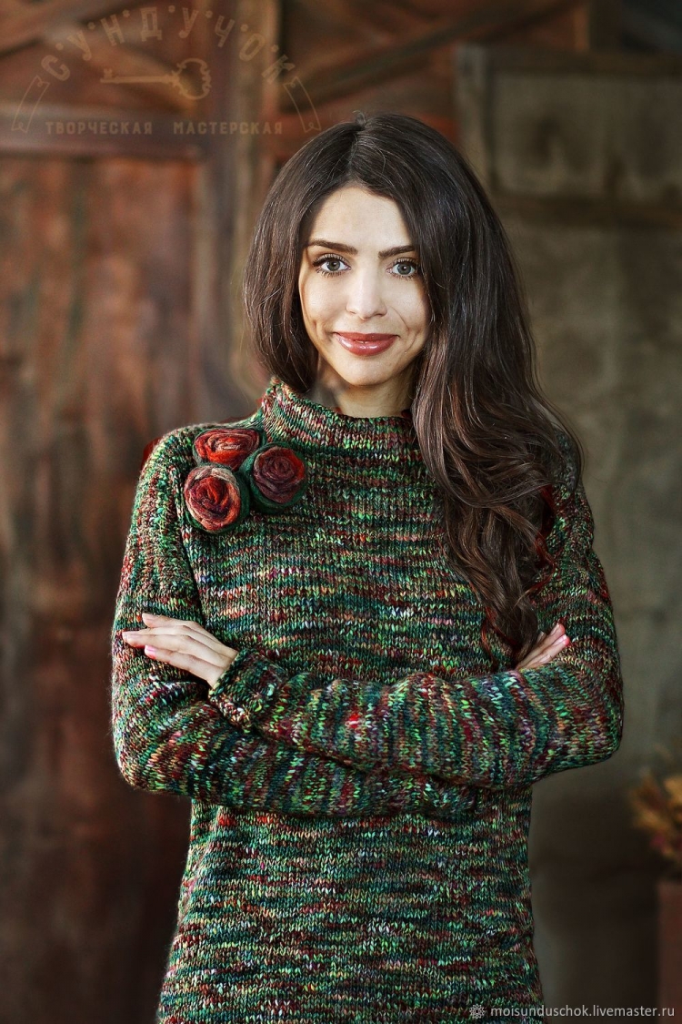 Платье спицами меланж