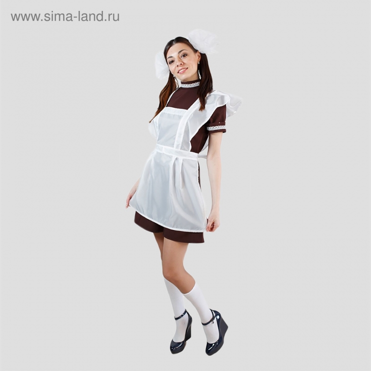 Коричневое платье с фартуком Школьная форма