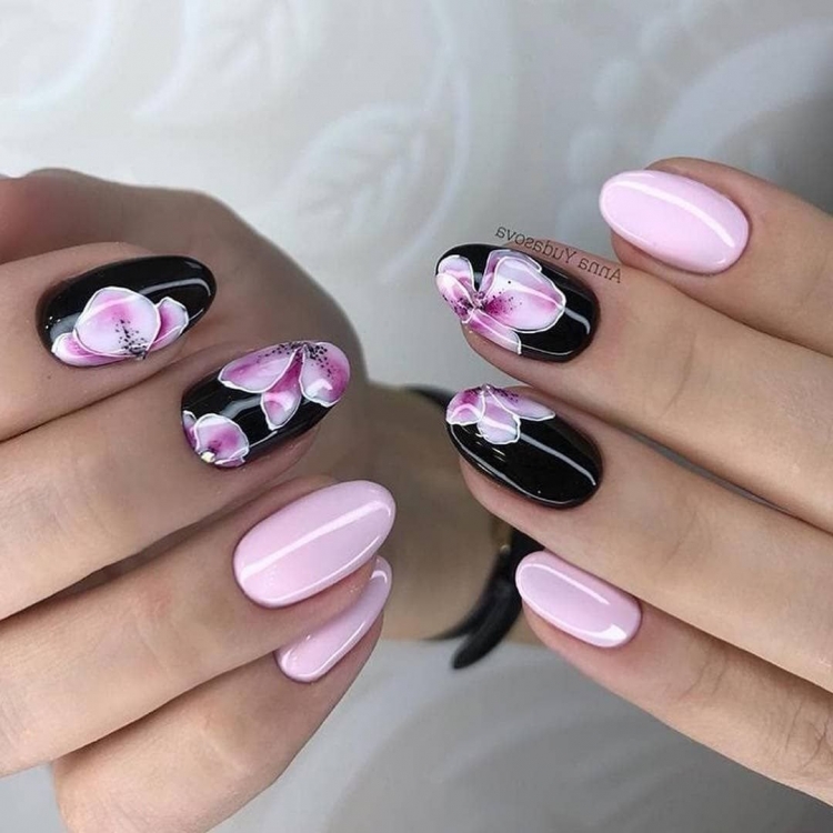 Черно розовые ногти